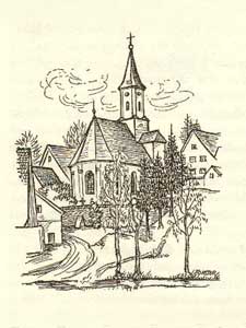 Zeichnung der Kirche Buxach