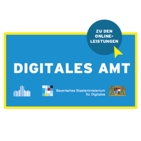 "Digitales Amt" und ein Pfeil auf "Zu den Online-Leistungen". Das Signet wird zukünftig auf der Homepage platziert.