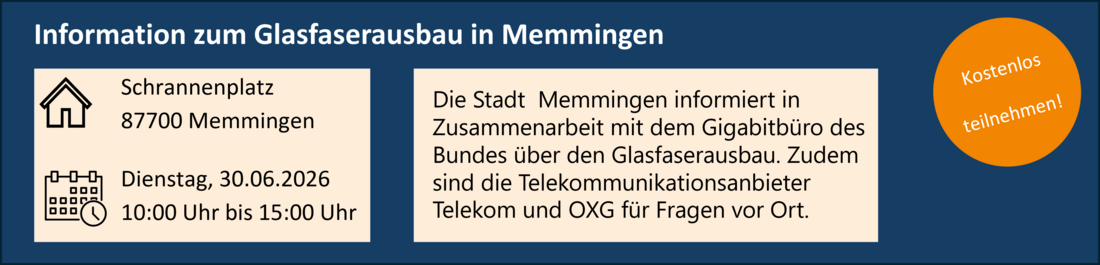 Glasfaserveranstaltung auf dem Schrannenplatz am 30.6. von 10 bis 15 Uhr.