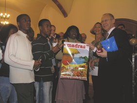 In der Rathaushalle bei der Begräßung der Gäste aus Guadeloupe